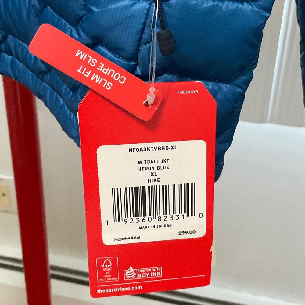 The North Face Men's Thermoball Jacket Size XL New Heron Blue TNF Slim Fit - Picture 2 of 10